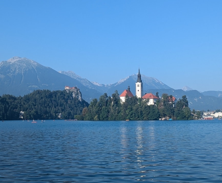 backpacking in slovenia lake bled view